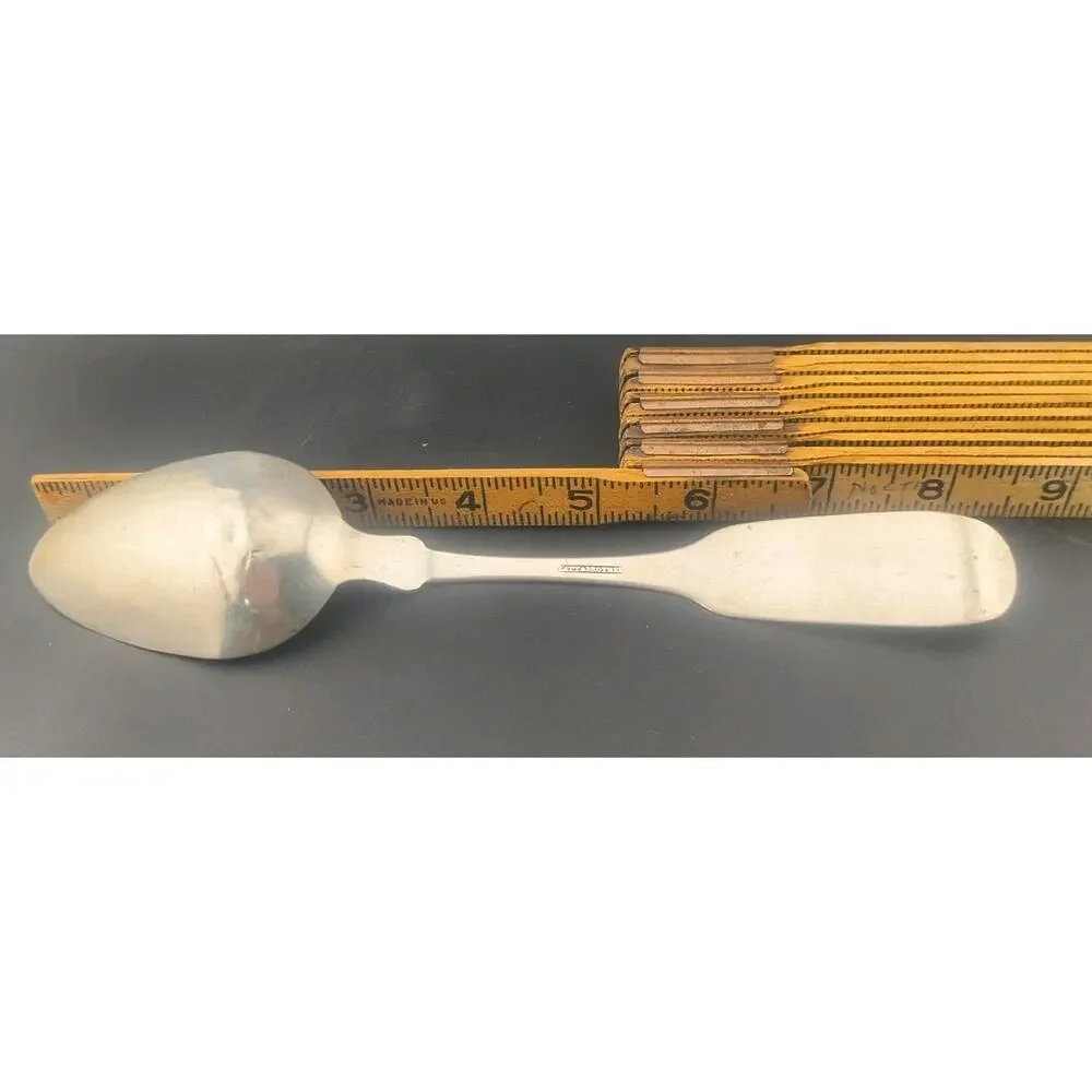 Antique Platt & Brother NY Coin Silver Tablespoons Pair 1850s Fiddle Pattern